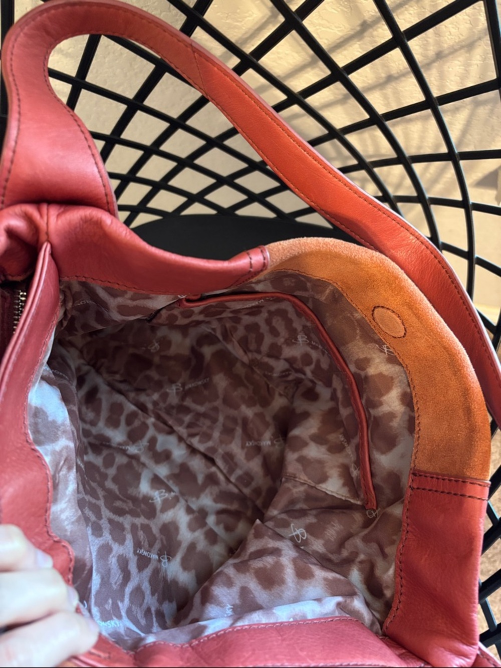 B. Makowsky Suede Leather Shoulder Bag in Burnt Orange - Picture 6 of 9